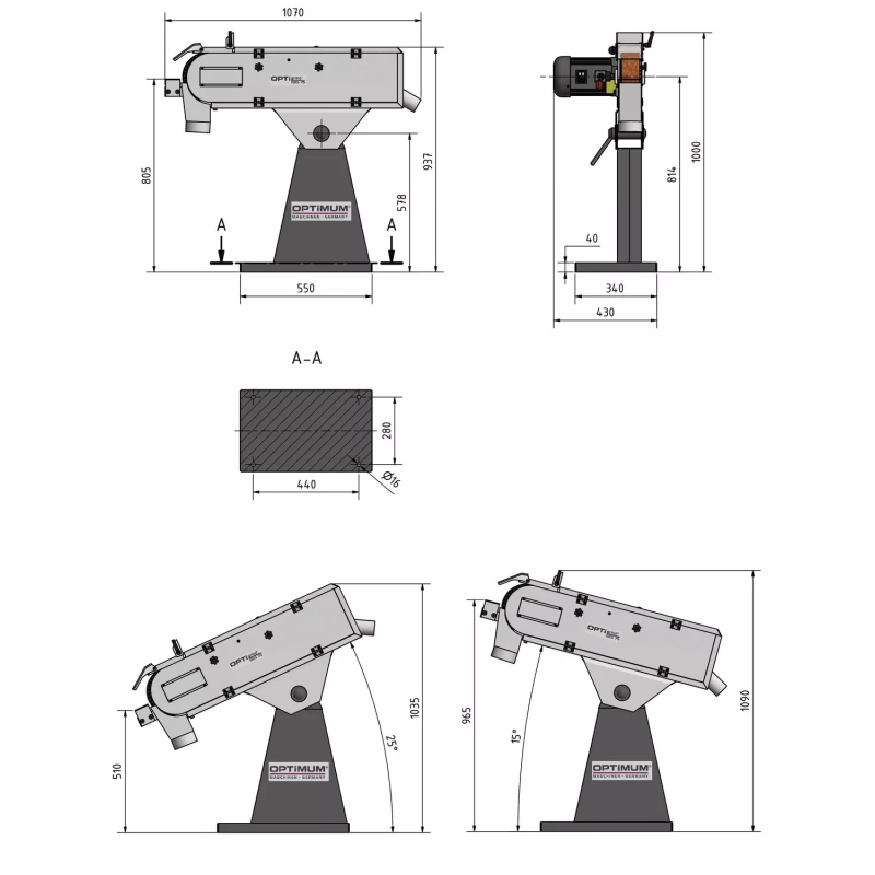 Masina de slefuit banda Optimum GBS 75, performanta industriala