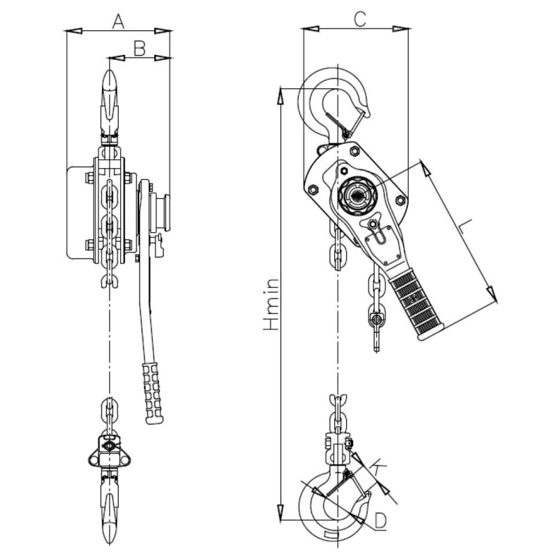 Palan cu parghie Unicraft HZ 752, ideal pentru sarcini de 0,75 tone