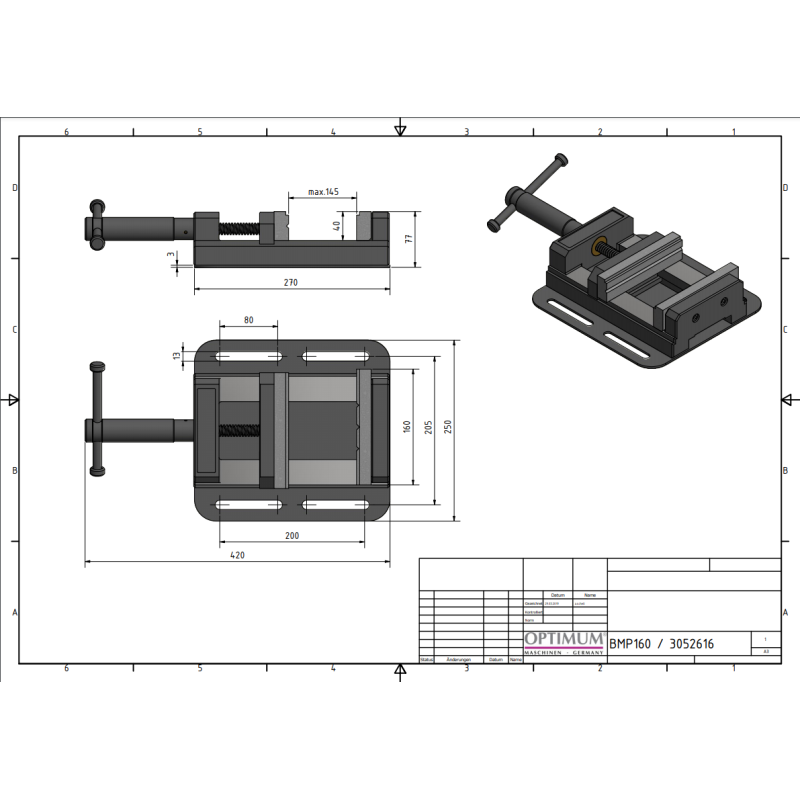 Menghina prismatica Optimum BMP 160 pentru gaurire precisa