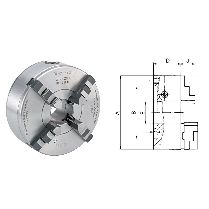 Universal cu 4 bacuri D315, fixare centrica din fonta