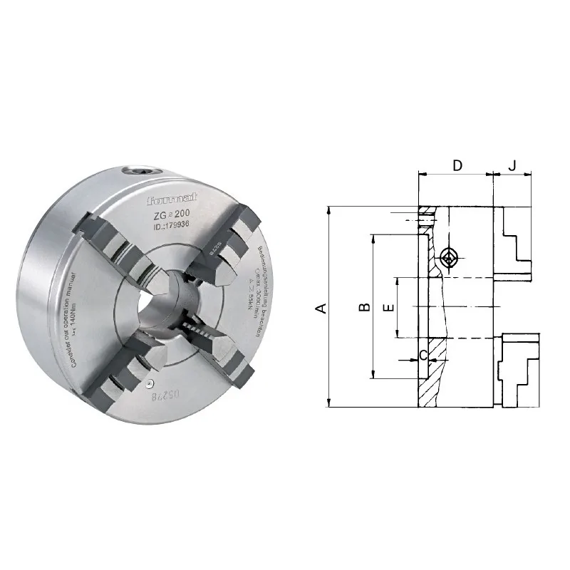 Universal cu 4 bacuri cu fixare centrica DIN 6350, D250, din fonta FORMAT Germania - 1