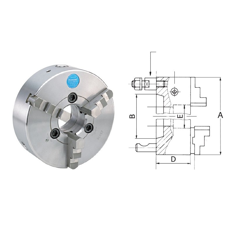 Universal metalic cu 3 bacuri, concentricitate 0.06mm