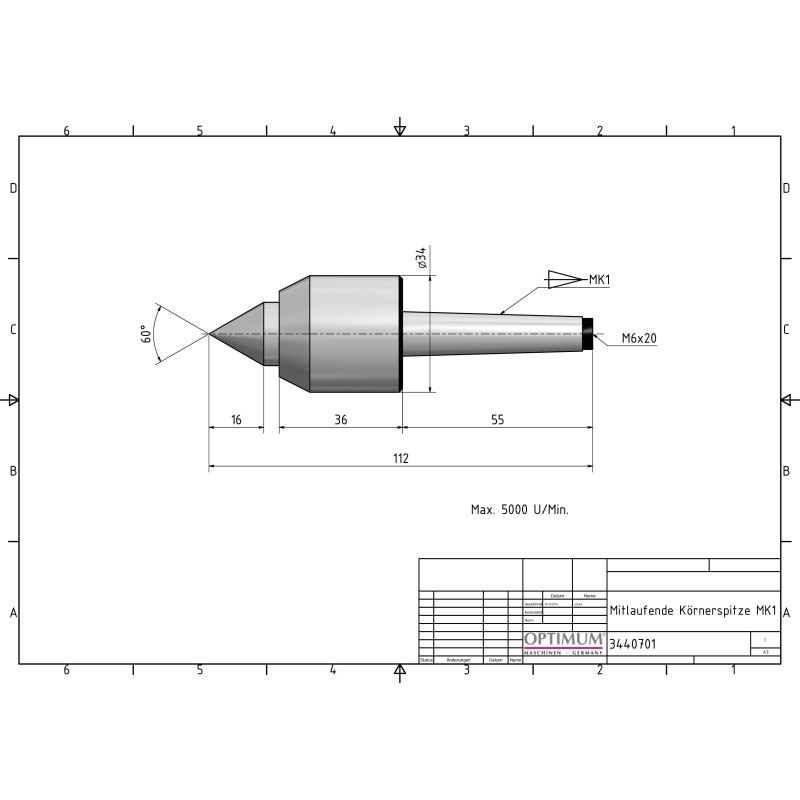 Varf centrare rotativ MK 1, ideal pentru strunguri