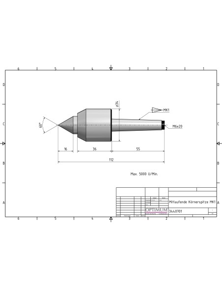 Varf centrare rotativ MK 1, ideal pentru strunguri