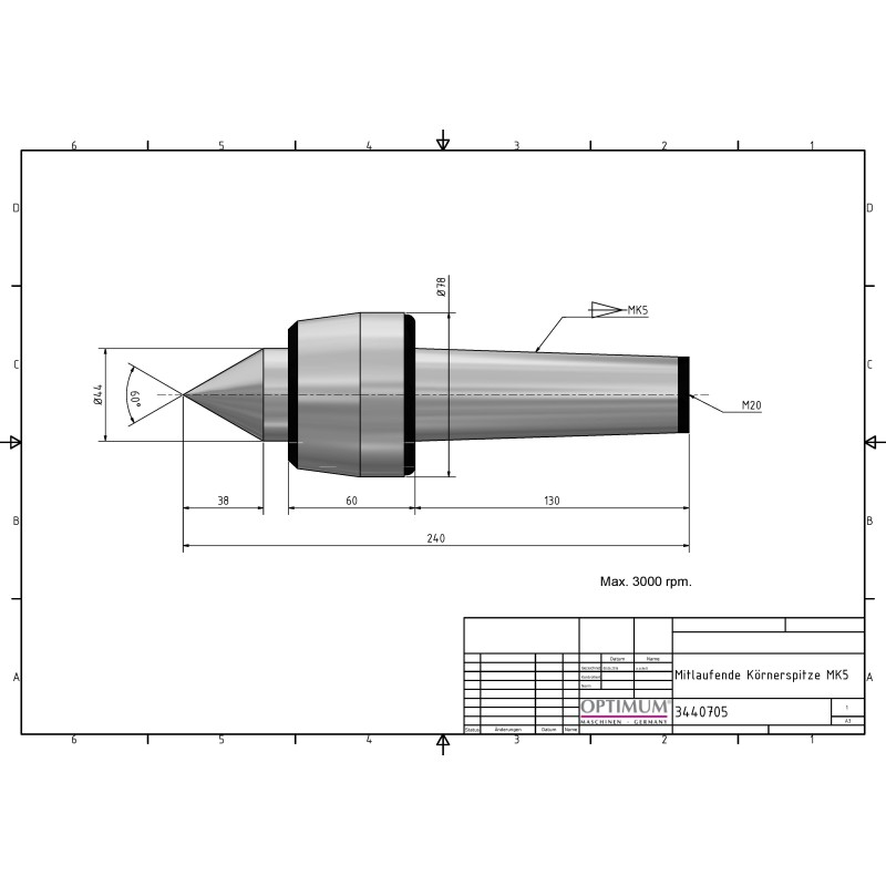 Varf de Centrare Rotativ MK 5, optim pentru strunguri