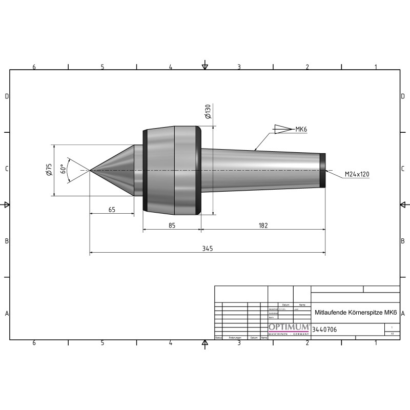 Varf de centrare rotativ MK 6, precizie si durabilitate