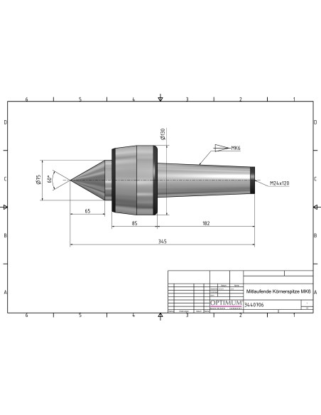 Varf de centrare rotativ MK 6, precizie si durabilitate