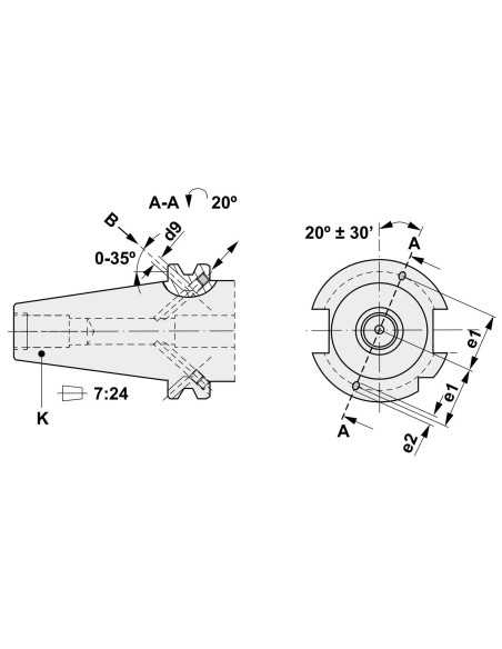 Portscula DIN 69871 B - Precizie pentru freze 25mm