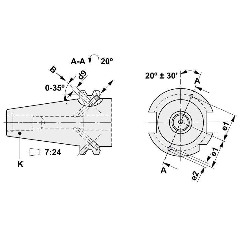 Portscula DIN 69871 B, utilizare universala scule 6mm