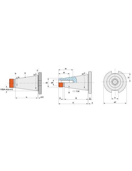 Portscula DIN 2080 SK40, Precisa pentru scule cilindrice