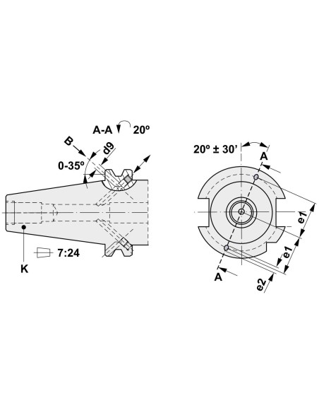 Portscula DIN 69871 B, fixare scule cu coada cilindrica