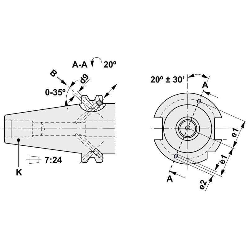 Portscula DIN 69871 B pentru masini frezat ISO 40