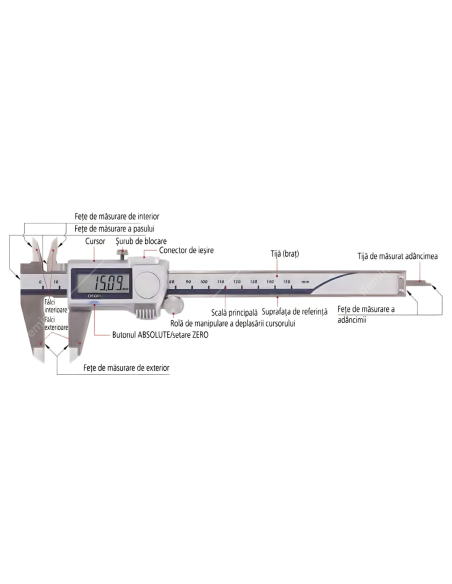 Subler digital DIGI-MET IP67, 150mm, cu display