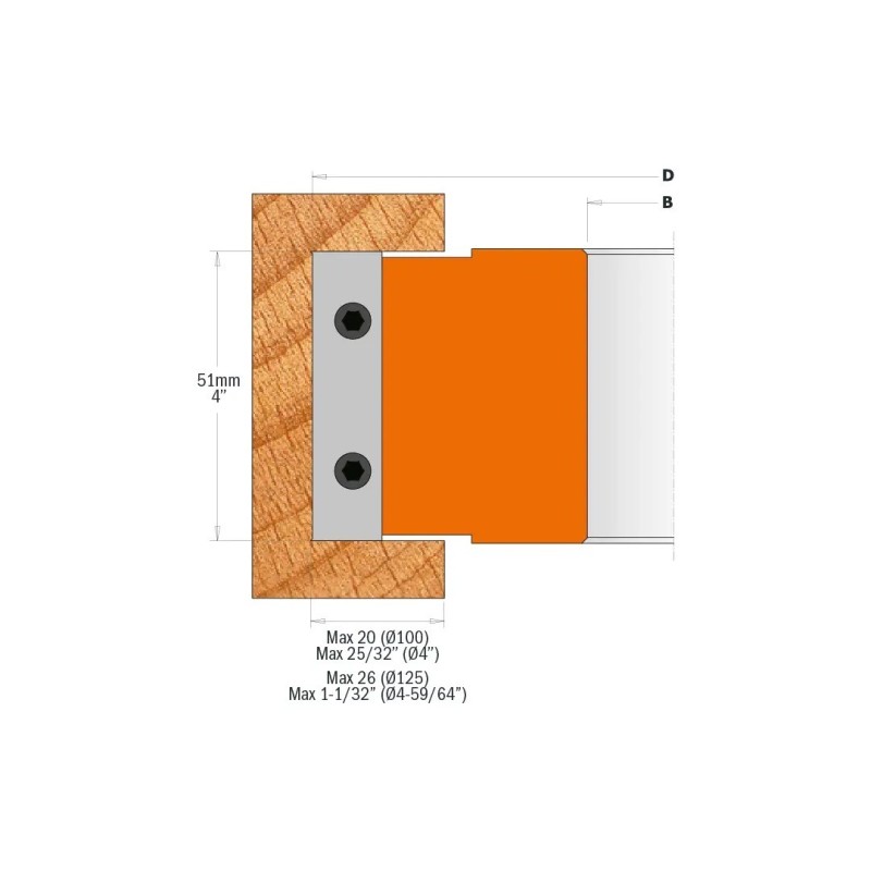 Cap freza lemn 100x31,75x51 mm pentru precizie