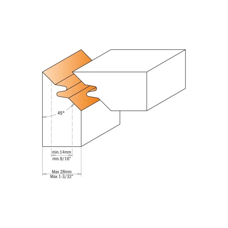 Freza industriala 45° pentru imbinat lemn precis