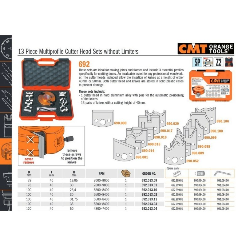 Set freze lemn profesionist cu 13 piese de la CMT