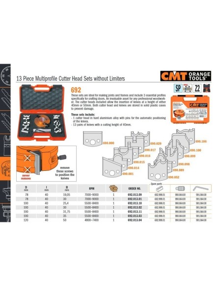 Set freze lemn profesionist cu 13 piese de la CMT