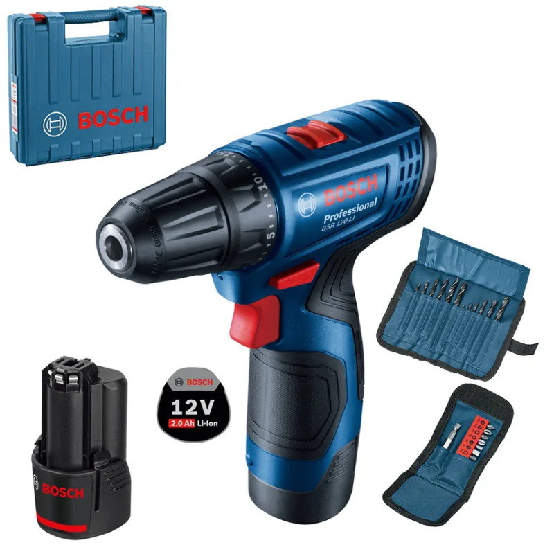 Bosch GSR 120-LI Masina de gaurit si insurubat cu 2 acumulatori Li-Ion, 2Ah, Valiza + Set 23 accesorii BOSCH - 4